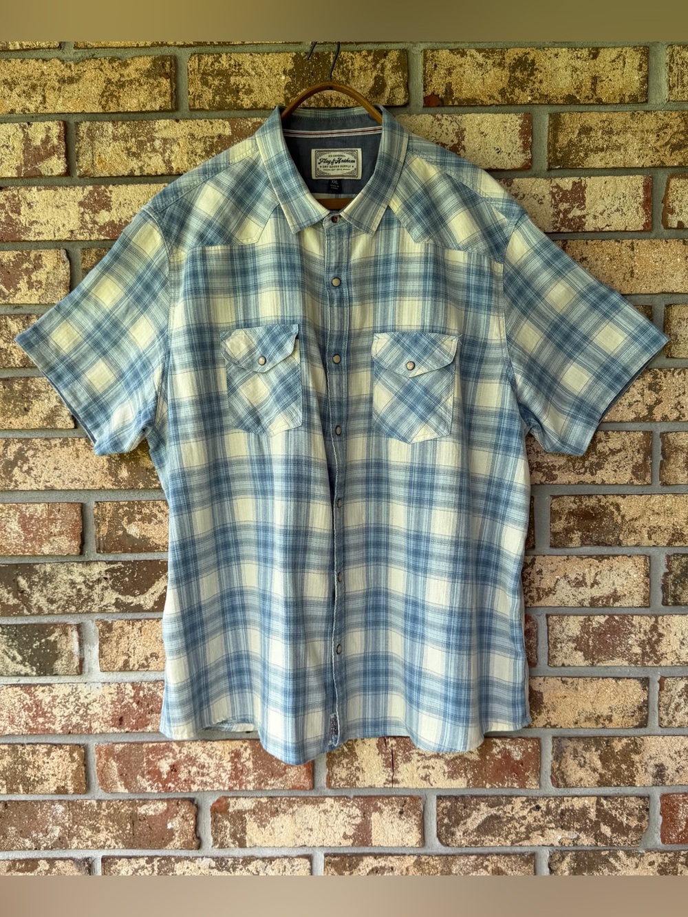 Men’s Flag & Anthem Bourne Soft Western Plaid Short Sleeve Shirt Size XXL Mint!